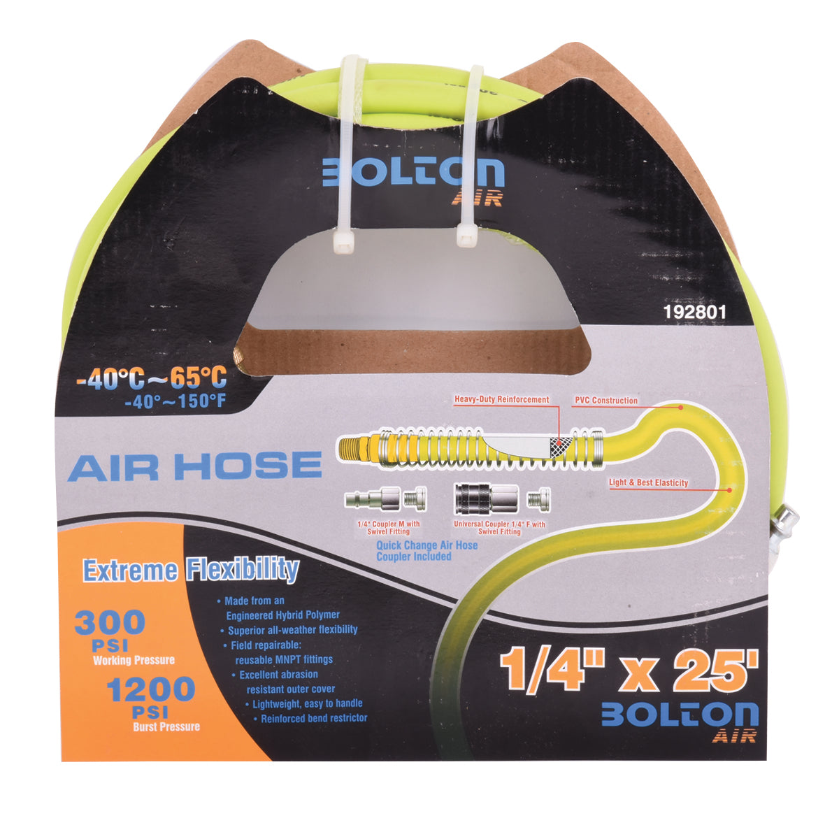 Toolway 1/4" x 25ft Flexible PVC Air Hose