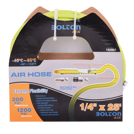 Toolway 1/4" x 25ft Flexible PVC Air Hose