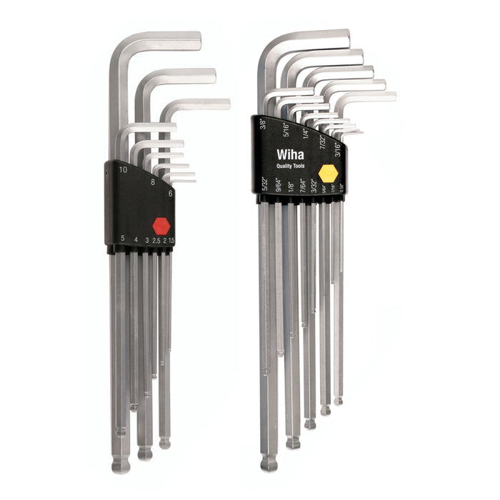 WIHA 66993 22 Piece Ball End Hex L-Key Set - Inch - Metric