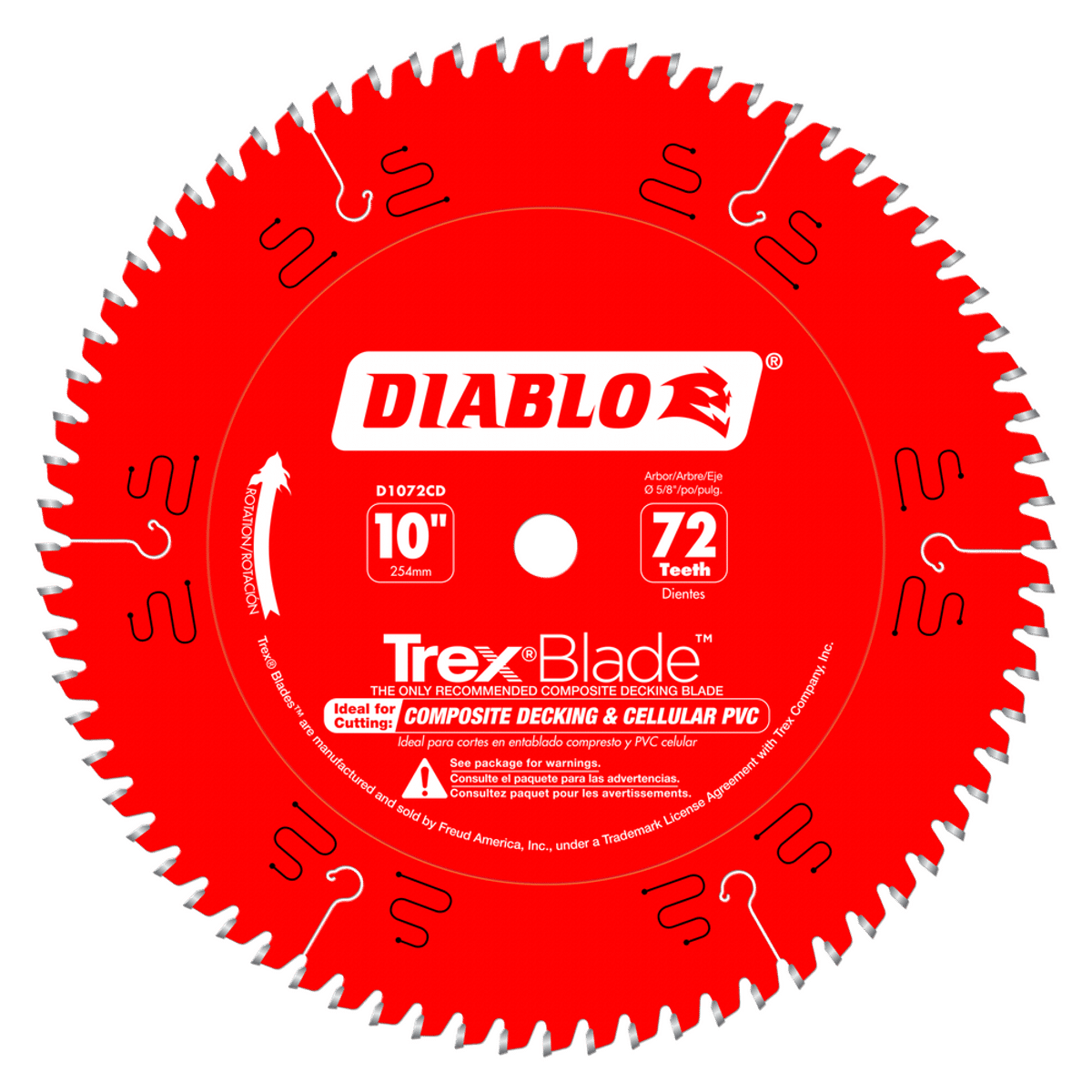 Diablo D1072CDC 10" x 72-Teeth TrexBlade™ Saw Blade for Composites and Plastic