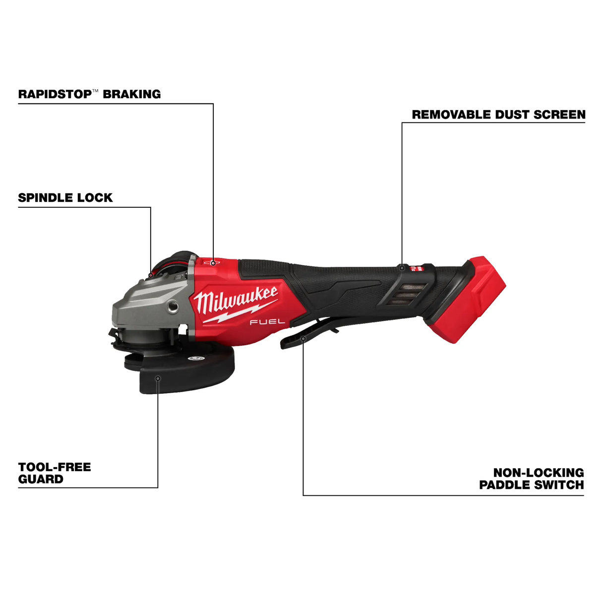 Milwaukee 3670-20 M18 FUEL™ 4-1/2"-6" Braking Grinder, Paddle Switch - Tool Only