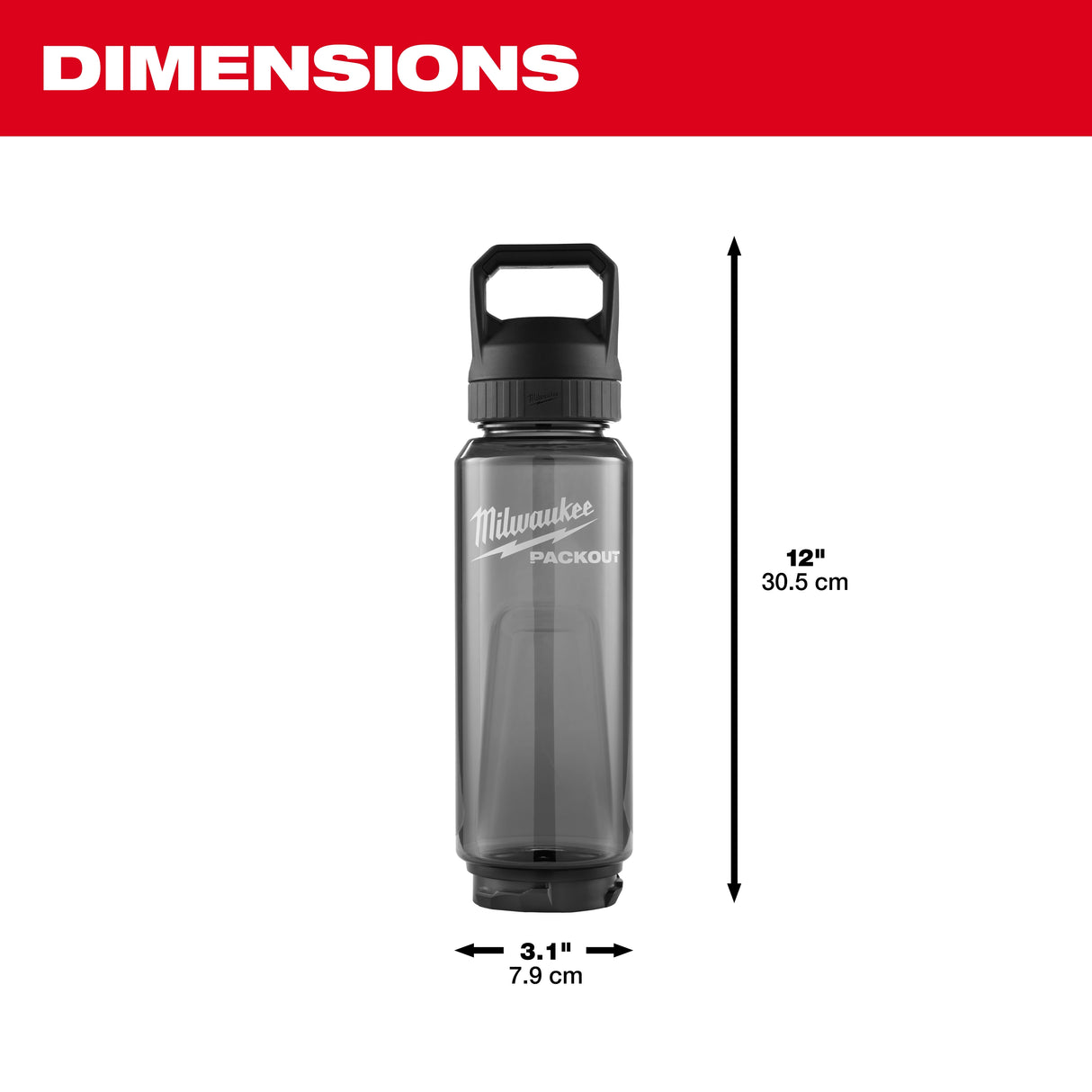 Milwaukee 48-22-8372B 34oz PACKOUT™ Bottle with Chug Lid - Black