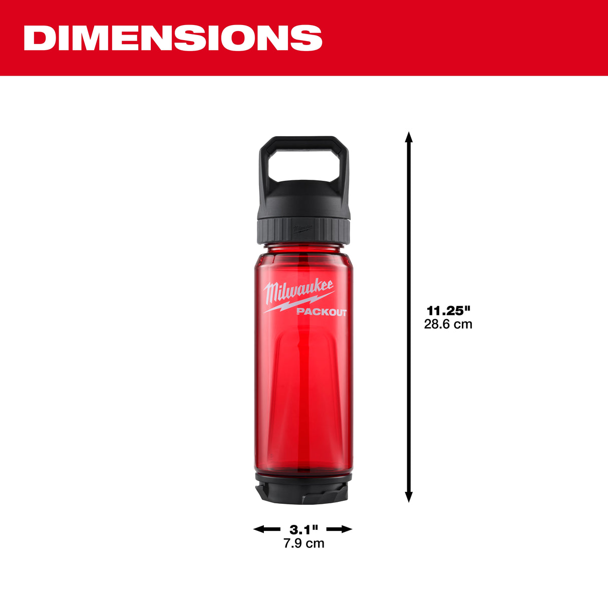 Milwaukee 48-22-8372R 34oz PACKOUT™ Bottle with Chug Lid - Red