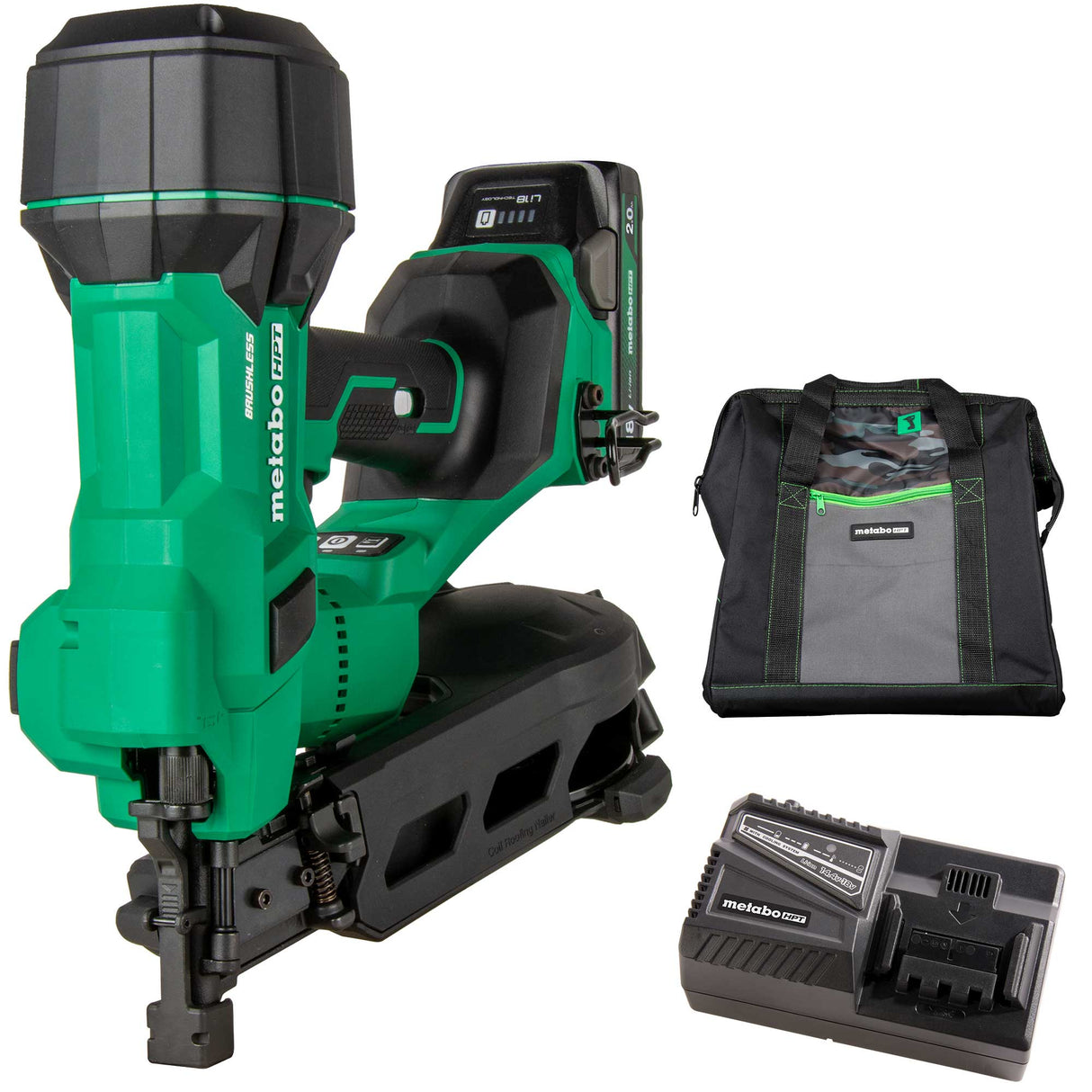 metabo HPT 18V MultiVolt™ Brushless 1-3/4" Coil Roofing Nailer Kit