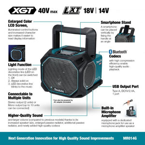 Makita MR014G 40Vmax XGT / 18V LXT Bluetooth Jobsite Speaker