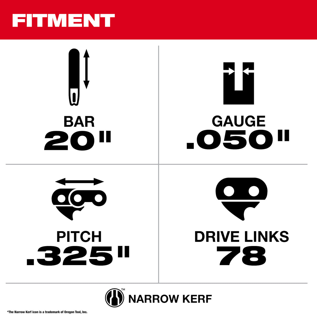 Milwaukee 49-16-2755 20" .325" Pitch, .050" Gauge Guide Bar