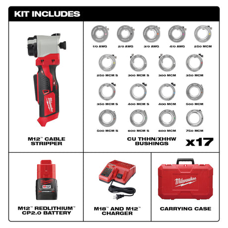 Milwaukee 2935CU-21S M18™ Cable Stripper Kit with 17 Cu THHN / XHHW Bushings