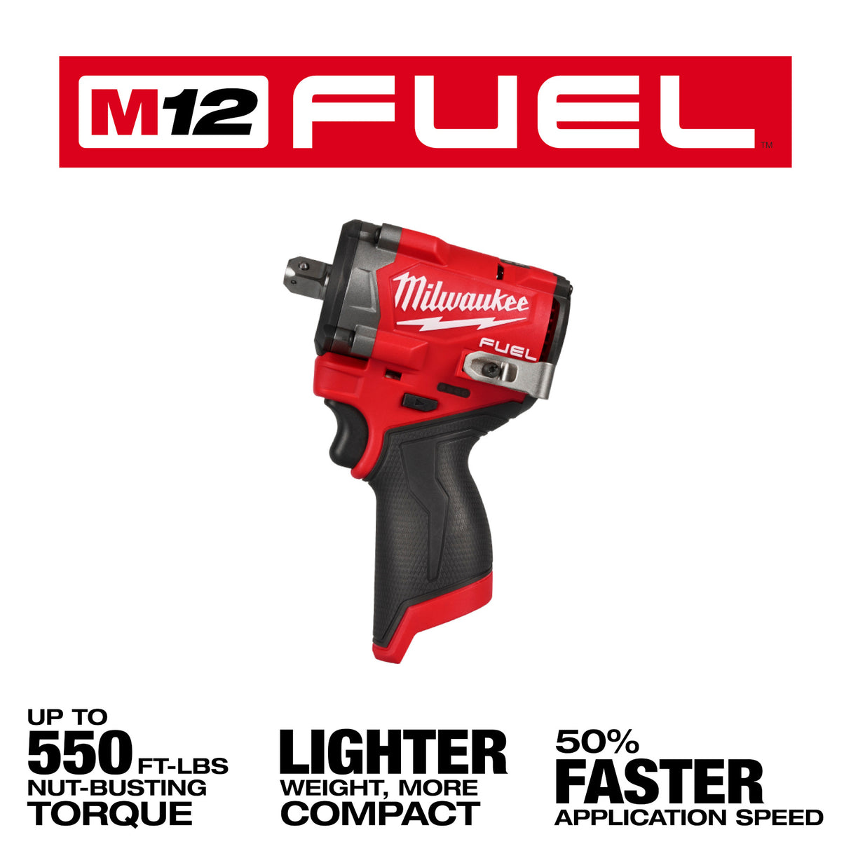 Milwaukee 2563P-20 M12 FUEL™ Stubby 1/2" Impact Wrench w/ Pin Detent