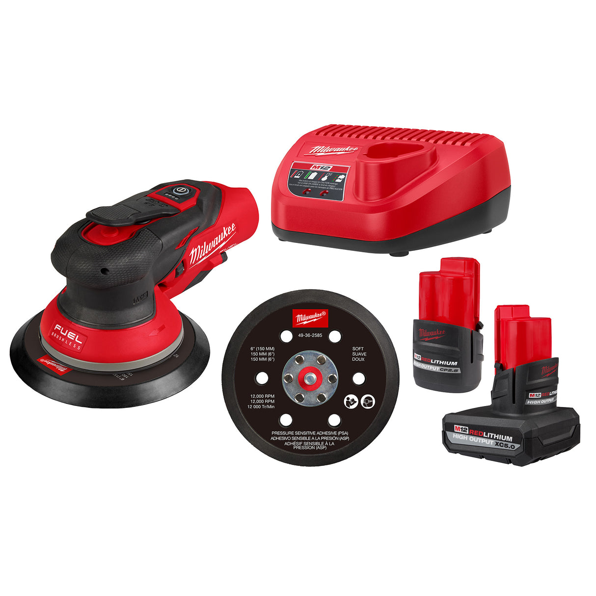 Milwaukee 2584-22CX M12™ FUEL™ 6" Random Orbital Sander Kit (3/32")