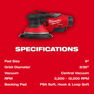 Milwaukee 2584-22CX M12™ FUEL™ 6" Random Orbital Sander Kit (3/32")