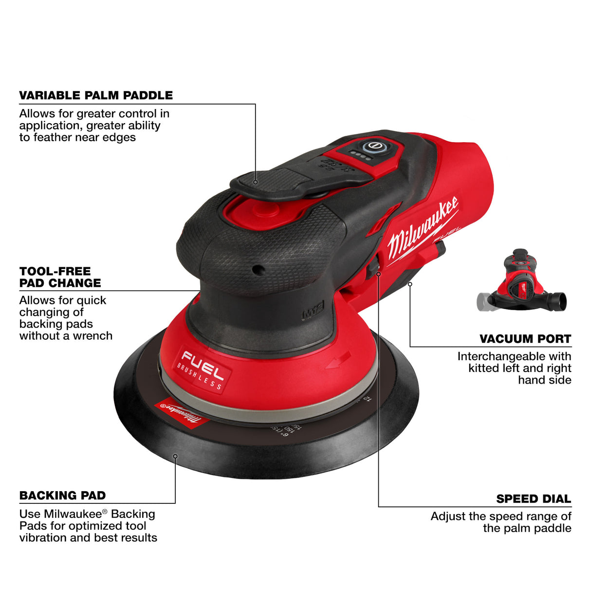 Milwaukee 2584-20 M12™ FUEL™ 6" Random Orbital Sander (3/32")