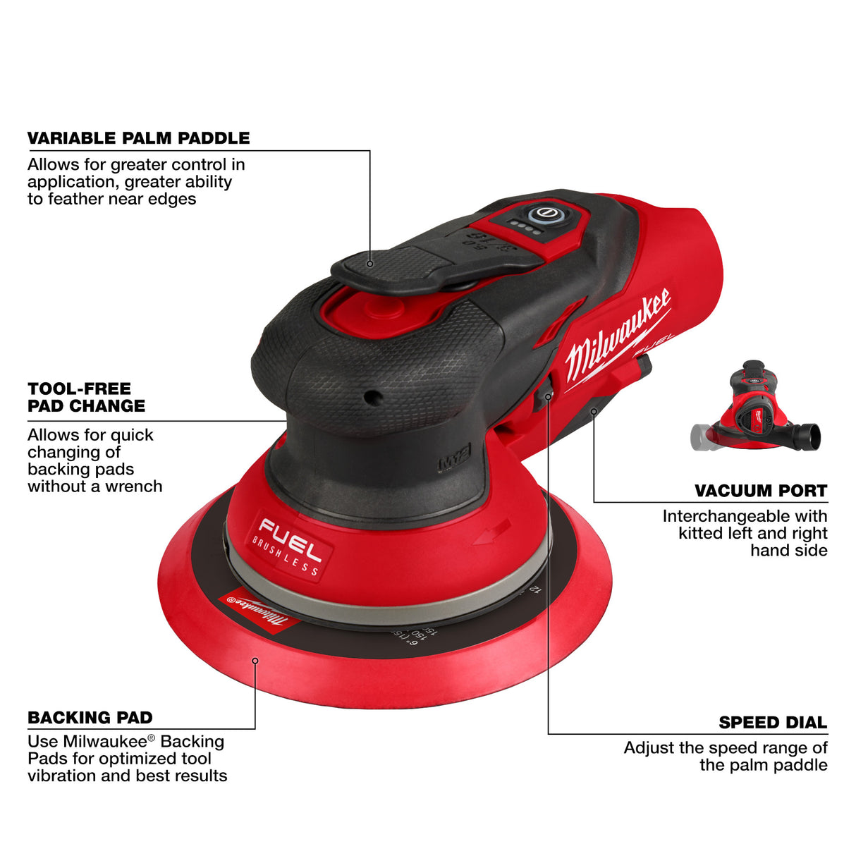 Milwaukee 2585-22 M12™ FUEL™ 6" Random Orbital Sander Kit (3/16")