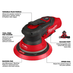 Milwaukee 2585-20 M12™ FUEL™ 6" Random Orbital Sander (3/16")