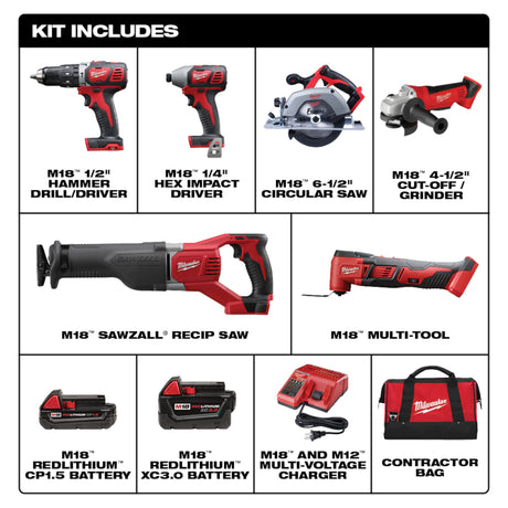 Milwaukee 2697-26 M18 6pc Combo Kit