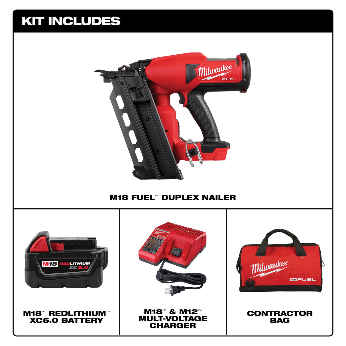 Milwaukee 2844-21 M18 FUEL Duplex Nailer Kit