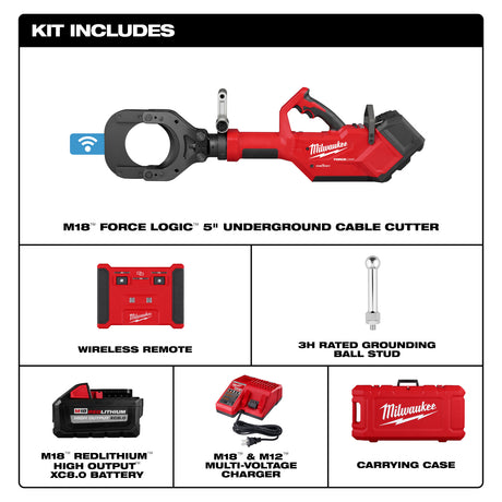 Milwaukee 2875R-21 M18™ FORCE LOGIC™ 5” Underground Cable Cutter w/ Wireless Remote