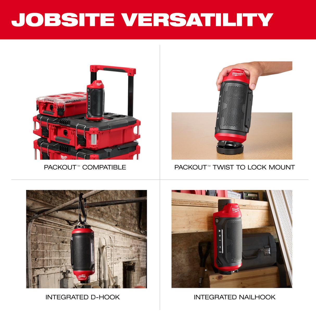 Milwaukee 2955-20 M12™ Bluetooth® Jobsite Speaker w/ PACKOUT™ Compatibility