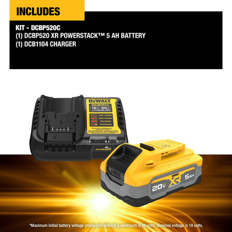 DEWALT DCBP520C 20V MAX* XR POWERSTACK™ 5Ah Battery Starter Kit