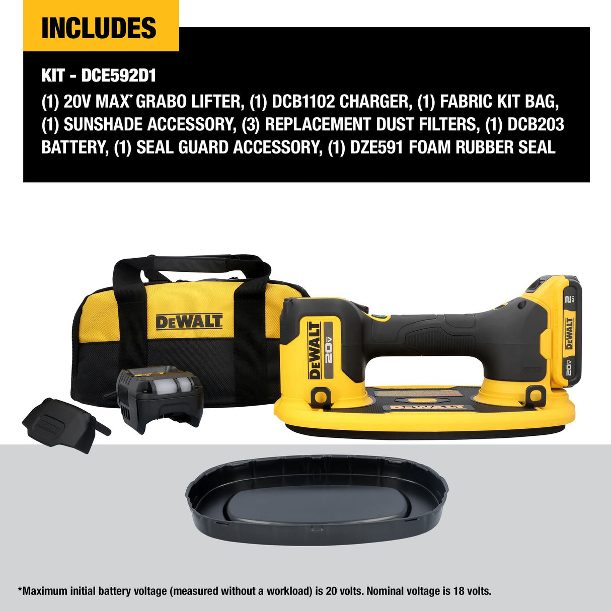 DEWALT DCE592D1 20V MAX* GRABO LIFTER Kit