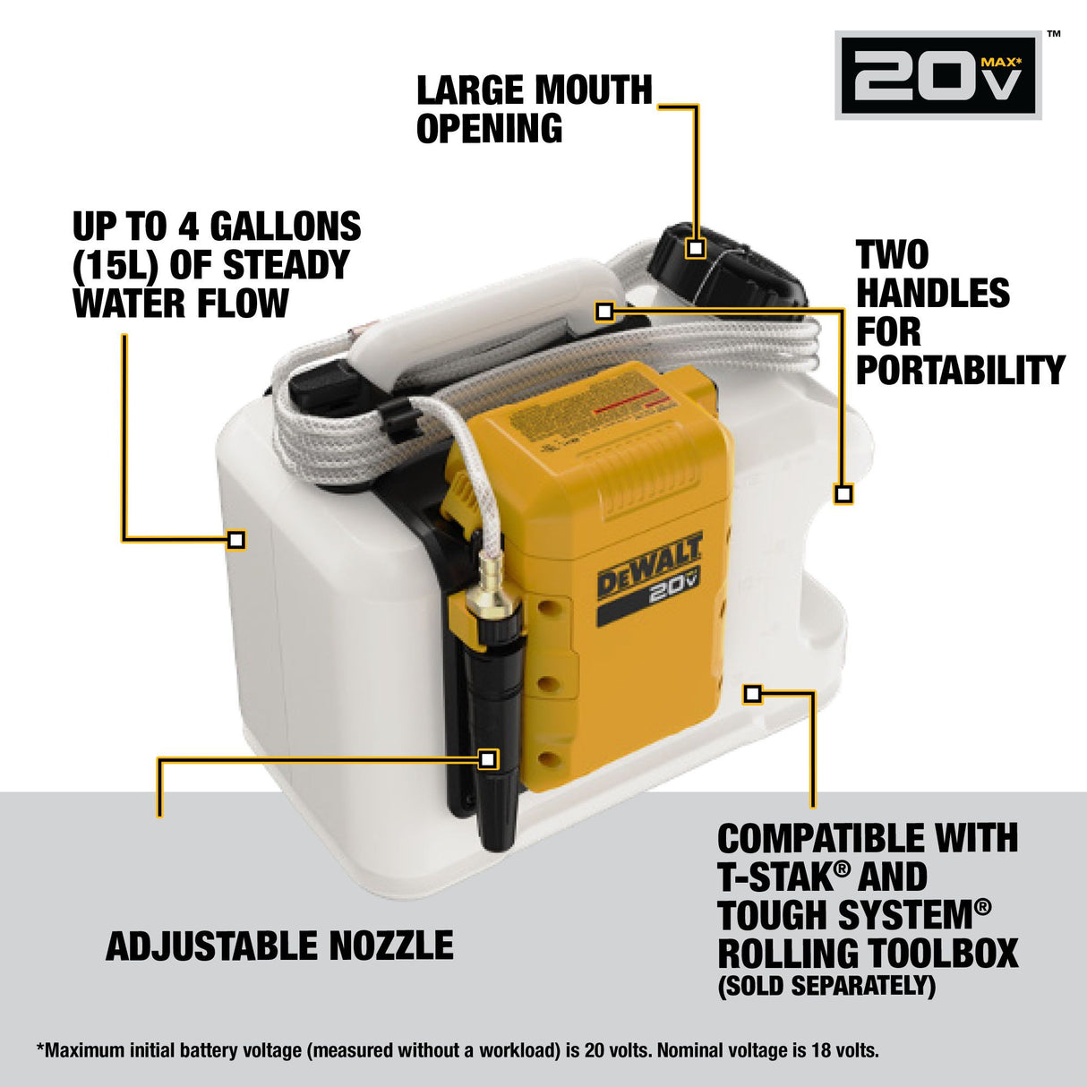 DEWALT DCE6820B 20V MAX* POWERED WATER TANK (BARE TOOL)