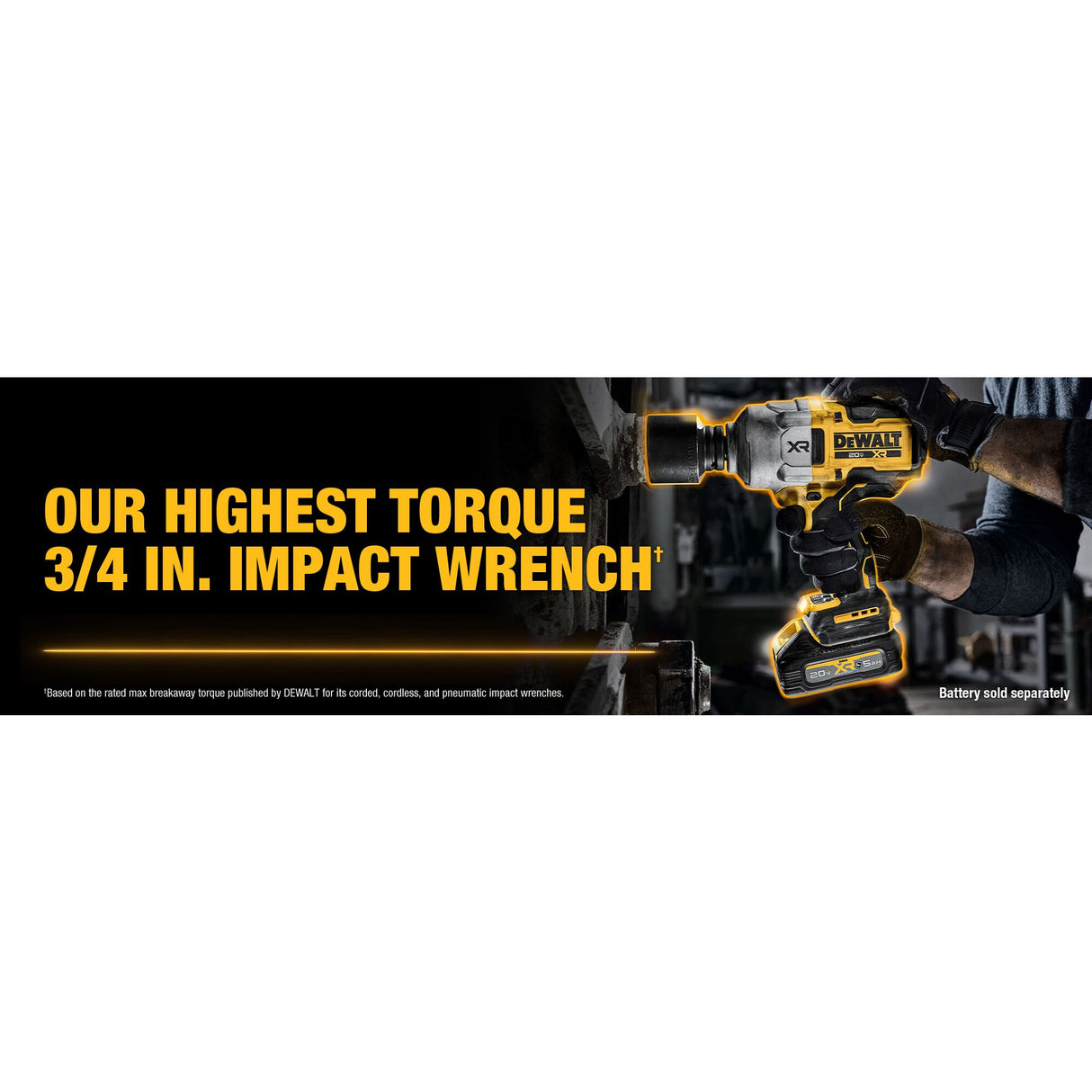 DEWALT DCF964B 20V MAX* XR® Brushless Cordless 3/4 In. High Torque Impact Wrench with Hog Ring Anvil (Tool Only)