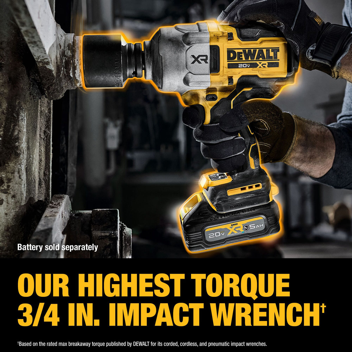 DEWALT DCF964B 20V MAX* XR® Brushless Cordless 3/4 In. High Torque Impact Wrench with Hog Ring Anvil (Tool Only)