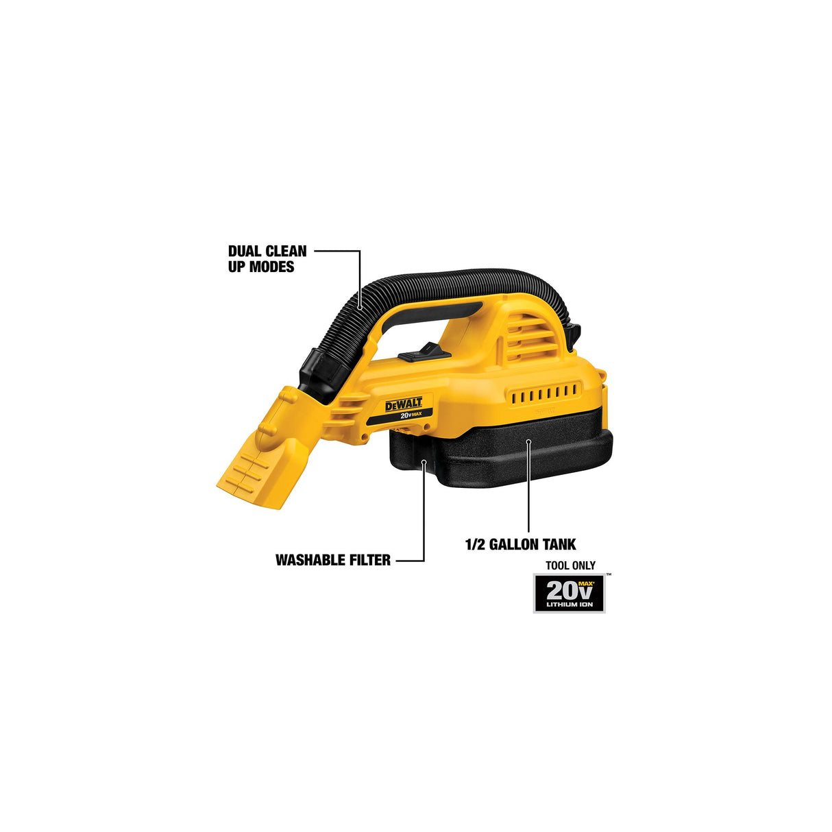 DEWALT DCV517B 20V MAX* 1/2 Gallon Wet/Dry Portable Vac