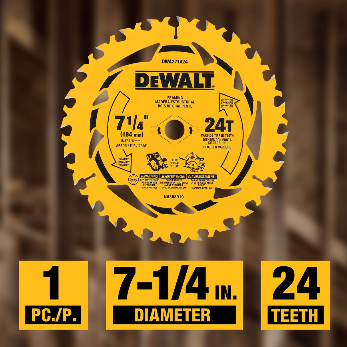 DEWALT DWA27142 7-1/4 in. 24T Circular Saw Blade