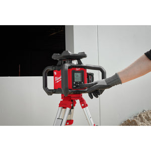 Milwaukee 3704-21T M18™ Red Exterior Dual Slope Rotary Laser Level Kit w/ Receiver, Remote, Grade Rod & Tripod