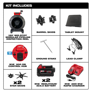 Milwaukee 3973-22 M18™ 120’ Mid-Stiff Modular Pipeline Inspection System