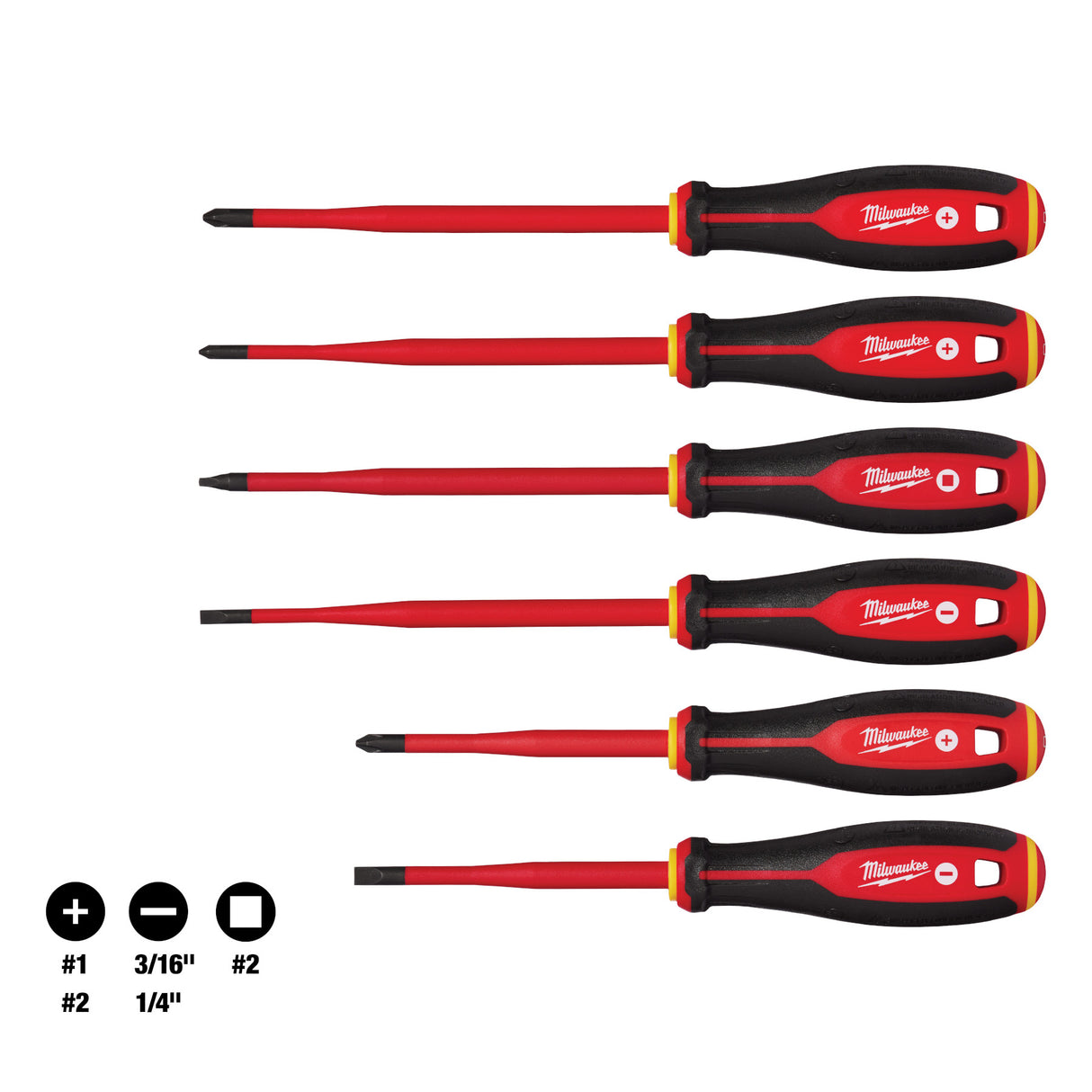 Milwaukee 48-22-2206 6pc 1000V Insulated Slim Tip Screwdriver Set