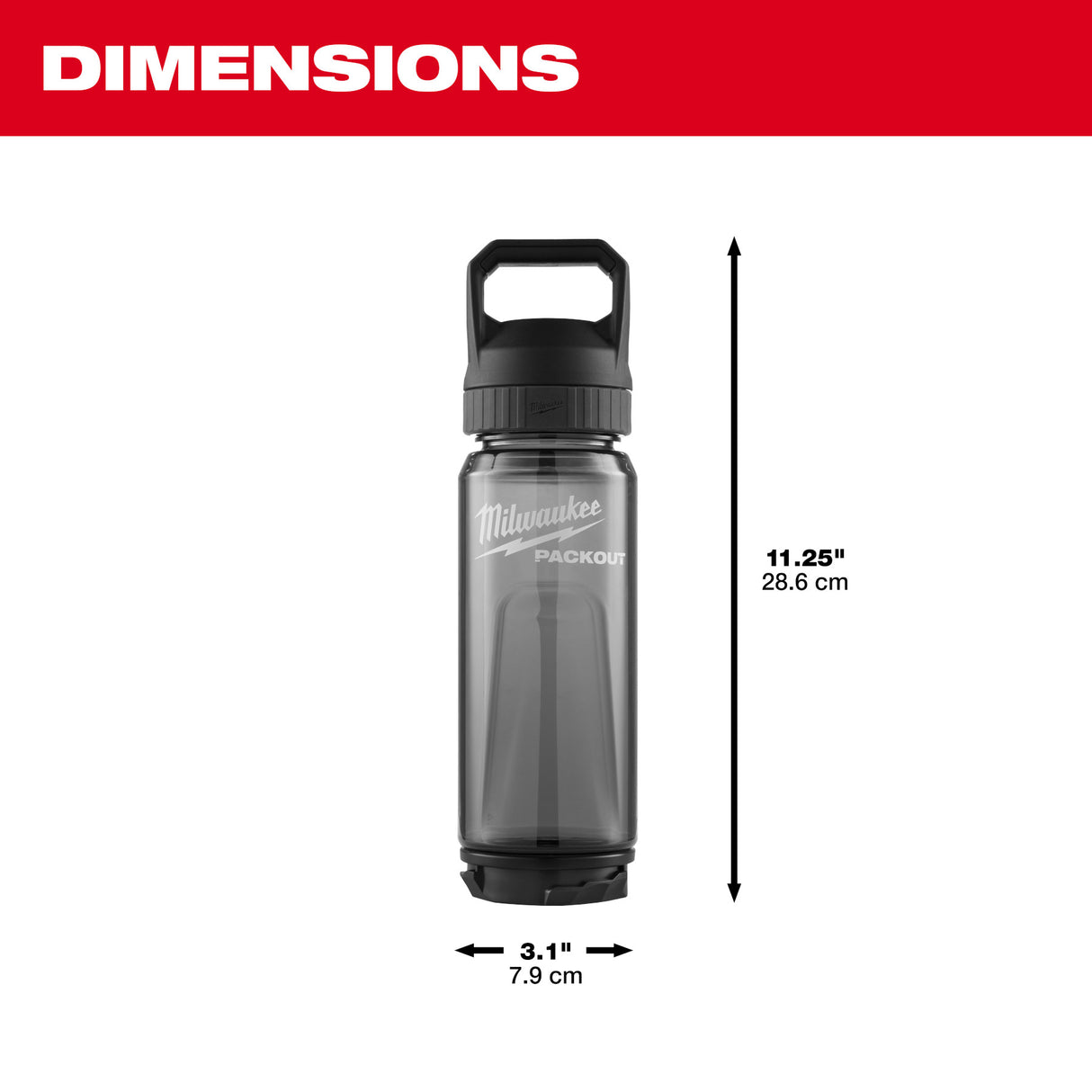 Milwaukee 48-22-8371B 25oz PACKOUT™ Bottle with Chug Lid -Black