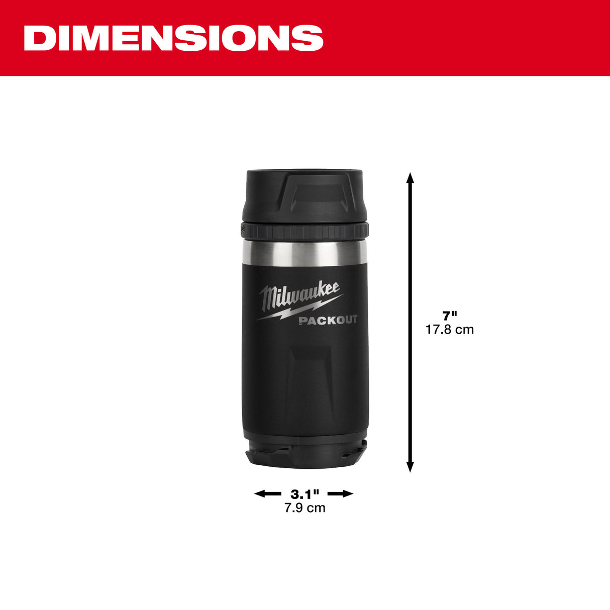 Milwaukee 48-22-8391B PACKOUT™ 12oz Insulated Bottle with Sip Lid - Black