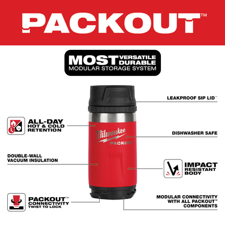 Milwaukee 48-22-8391R PACKOUT™ 12oz Insulated Bottle with Sip Lid - Red