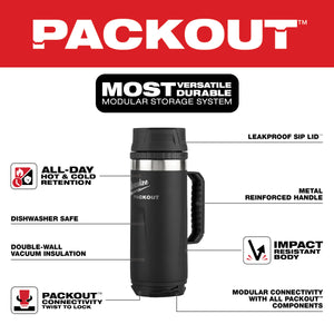 Milwaukee 48-22-8394B PACKOUT™ 18oz Insulated Mug with Sip Lid - Black