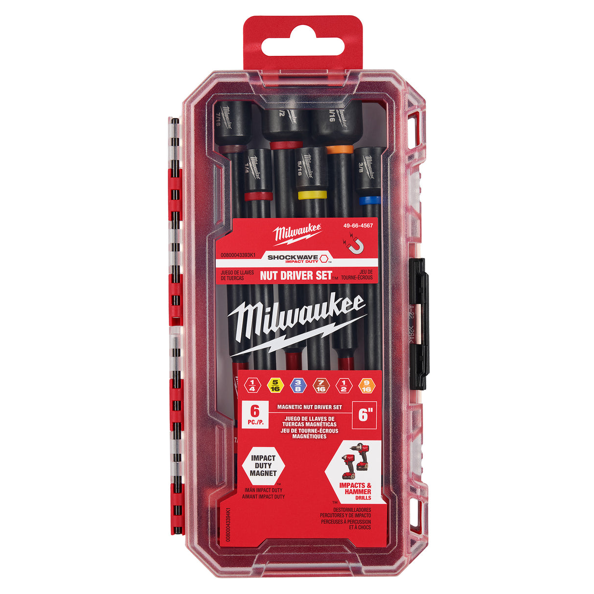 Milwaukee 49-66-4567 SHOCKWAVE Impact Duty™ 6" Magnetic Nut Driver Set 6PC