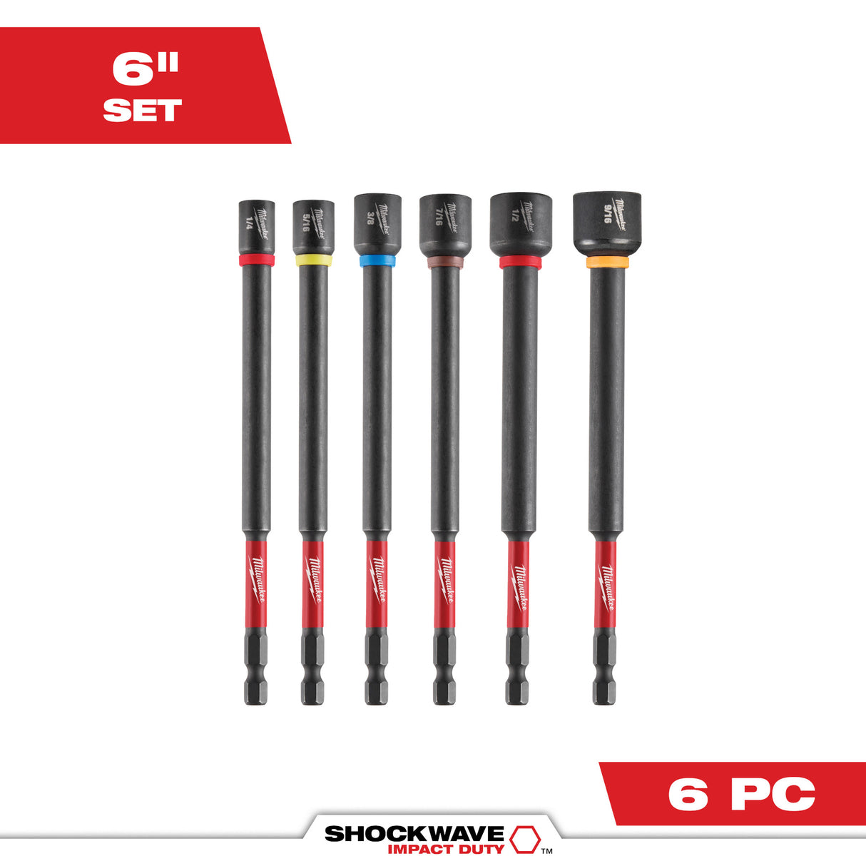 Milwaukee 49-66-4567 SHOCKWAVE Impact Duty™ 6" Magnetic Nut Driver Set 6PC