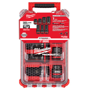 Milwaukee 49-66-7840 SHOCKWAVE Impact Duty™ 1” Drive 7PC MM & SAE Wheel Service Socket PACKOUT™ Set