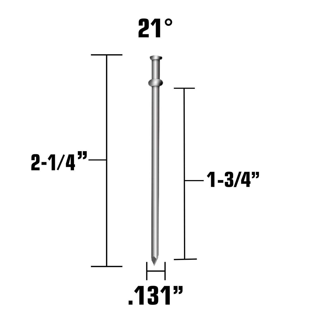 metabo HPT  2-1/4 Inch 21 Degree Smooth Shank Collated Duplex Nails - 2000pcs