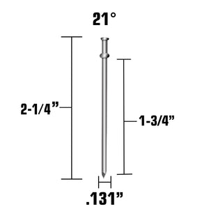 metabo HPT  2-1/4 Inch 21 Degree Smooth Shank Collated Duplex Nails - 2000pcs