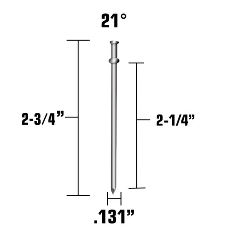 metabo HPT  2-3/4 Inch 21 Degree Smooth Shank Collated Duplex Nails - 2000pcs