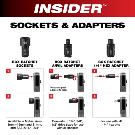 Milwaukee 49-16-1666 INSIDER™ Box Ratchet 1/2" Anvil Adapter