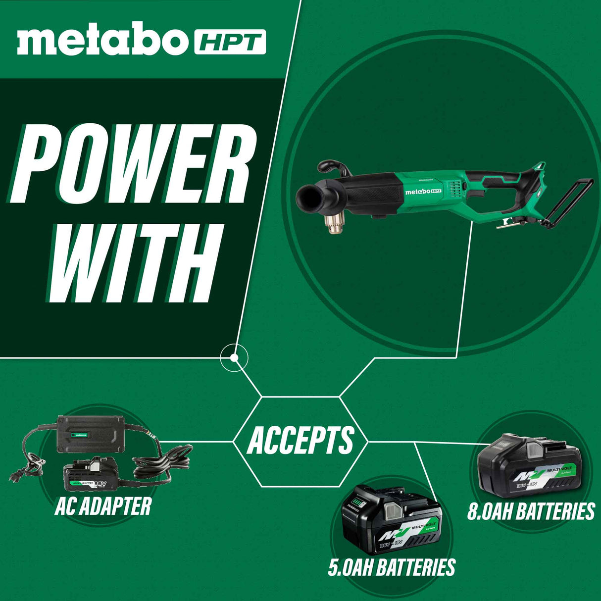 metabo HPT D36DYAQ4M 36V MultiVolt™ Cordless 1/2" High Power Right Angle Drill (Tool Body Only)