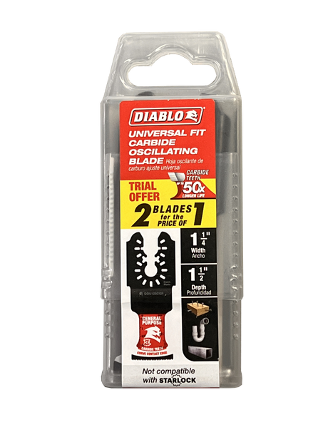 Diablo DOU125CGPP2 1-1/4" AMPED™ Demo Demon™ Universal Fit Carbide Teeth Oscillating Blade for General Purpose Cuts - 2PK