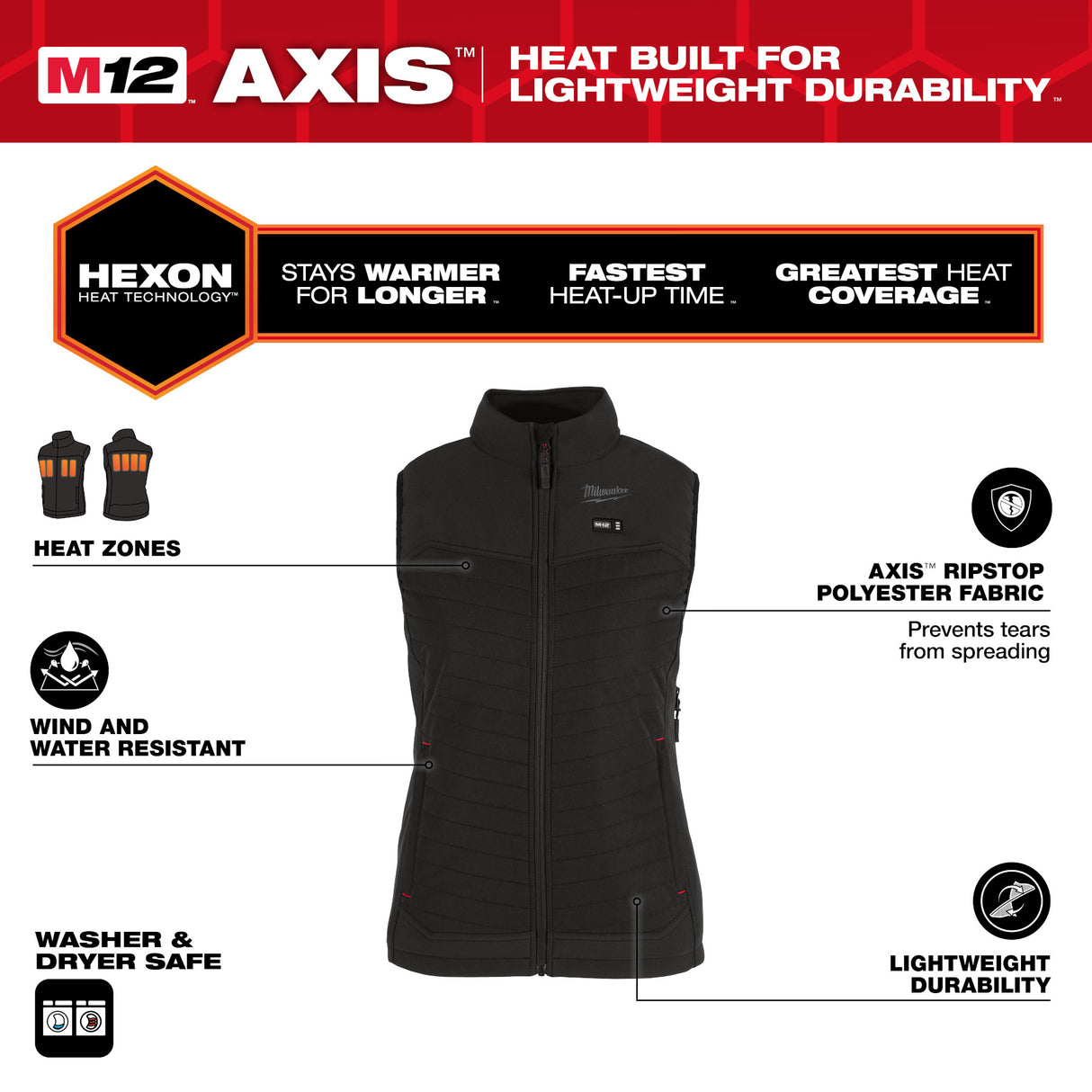 Milwaukee F300B-21 M12™ Women's Heated AXIS™ Vest