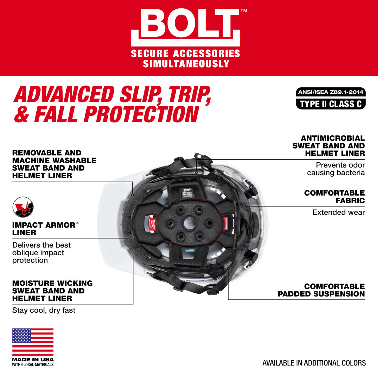 Milwaukee BOLT™ Front Brim Safety Helmet with IMPACT ARMOR™ Liner