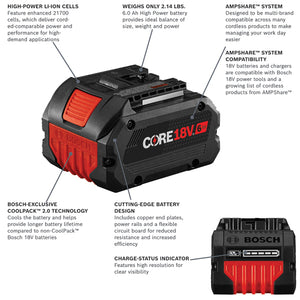 Bosch GXS18V-19N16 18V Starter Kit with (1) CORE18V® 6 Ah High Power Battery and (1) 18V 16 Amp Battery Turbo Charger