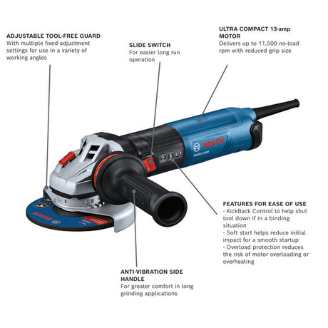 Bosch GWS14-50B 5 In. Angle Grinder with Brake