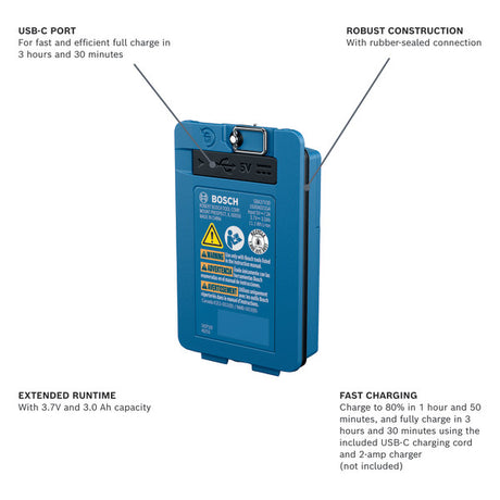 Bosch GBA37V30 3.7V Lithium-Ion 3.0 Ah Battery