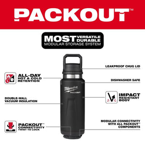 Milwaukee 48-22-8397B PACKOUT  36oz Insulated Bottle with Chug Lid - Black